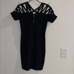 bebe Black Mini Dress with Strappy Details